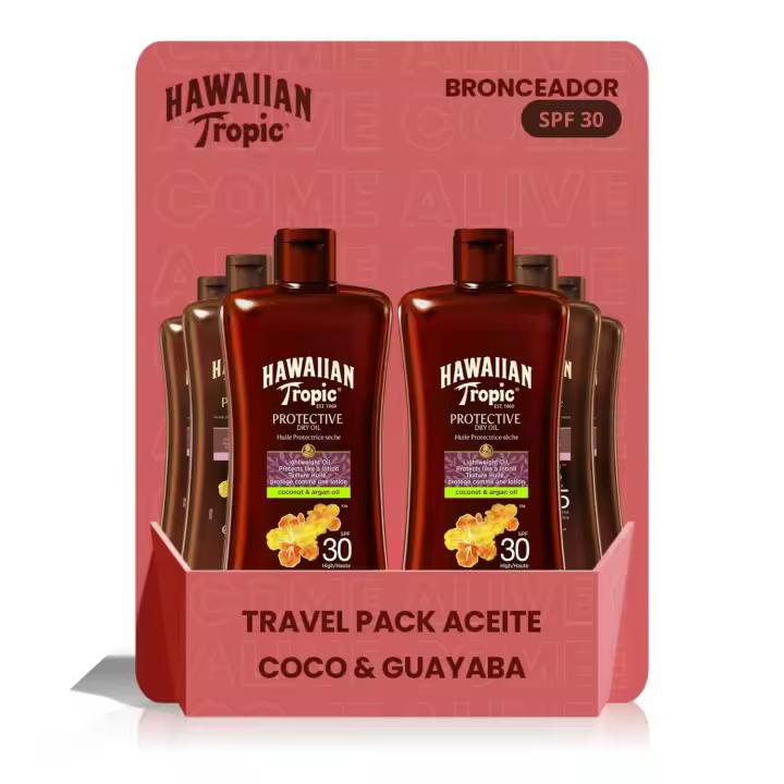 Pack de 6 Unidades - Aceite Solar Protector Bronceador MINI SPF 30 - 100ml Hawaiian Tropic España - 1
