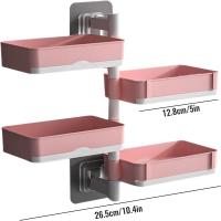 Soporte multifunciones para el baño, bandeja de almacenamiento de 4 niveles, estante de almacenamiento para baño montado en la comparación, estante para champán, bandeja de almacenamiento giratoria para ducha organizar el baño, Rosa - details 0