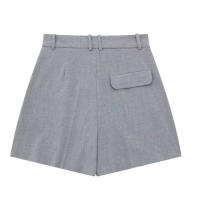 Traza Elegante Conjunto De Pantalones Solids Para Mujer Verano 2024 Sin Mangas Cuello En V Botones Vestido Top + Shorts De Cintura Alta Vintage - details 14