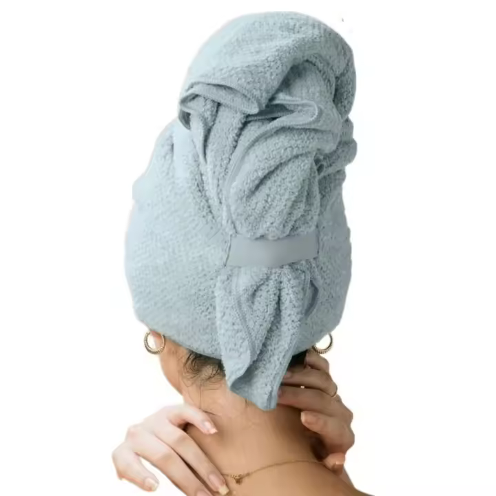 Toalla de pelo de microfibra para mujer, suave Toalla de pelo de secado rápido, toalla de pelo anti-frizz, adecuada para cabello mojado de mujer, cabello grueso (azul) - 1