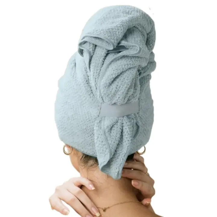 Toalla de pelo de microfibra para mujer, suave Toalla de pelo de secado rápido, toalla de pelo anti-frizz, adecuada para cabello mojado de mujer, cabello grueso (azul) - 1