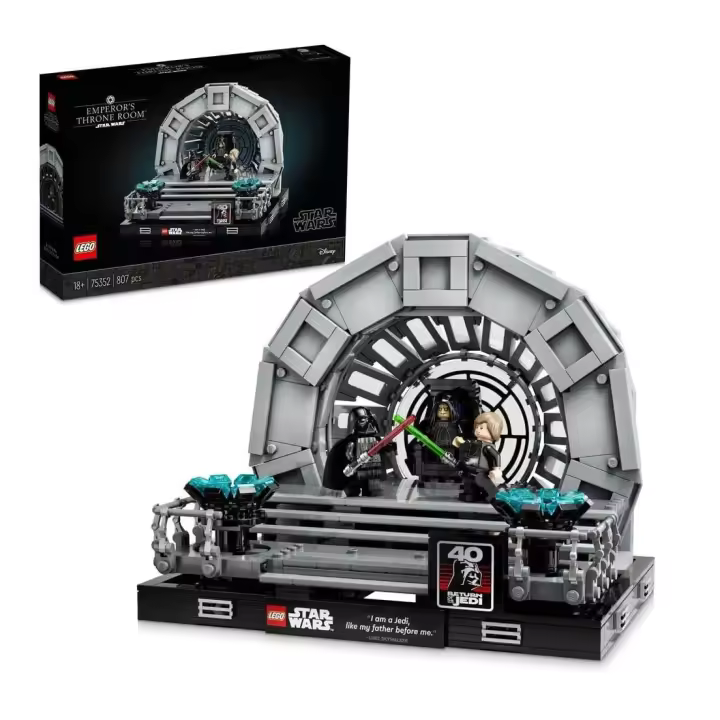 LEGO 75352 Star Wars Diorama,Sala del Trono del Emperador, Maqueta del 40 Aniversario del Retorno del Jedi, Duelo de Espadas Láser - 1