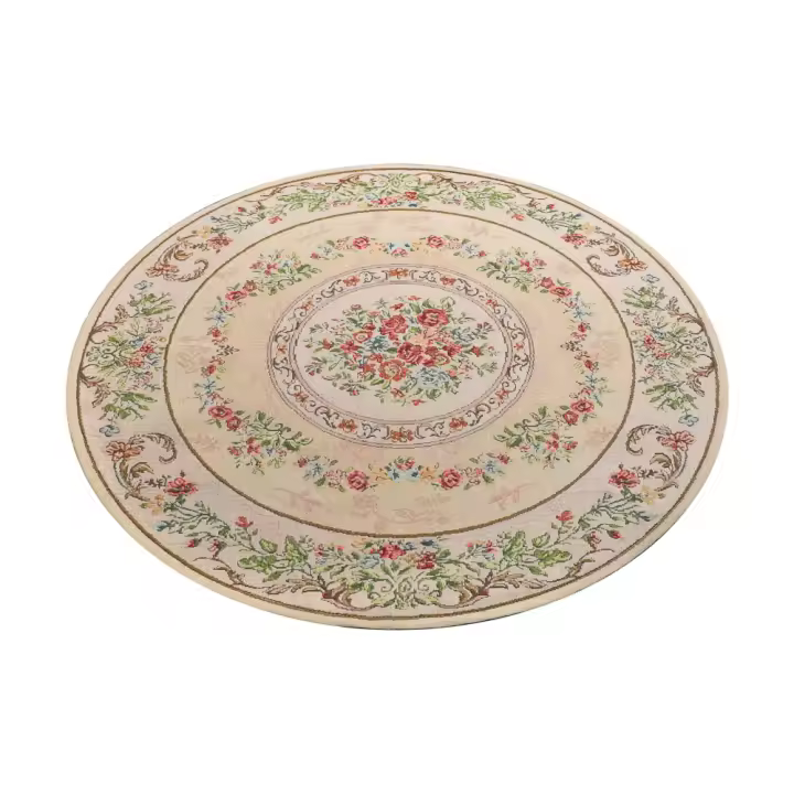 Alfombra redonda de estilo pastoral europeo, alfombras modernas para decoración de sala de estar, área grande, decoración de dormitorio, Alfombra de cabecera, Alfombra de salón Simple 120cm - 1