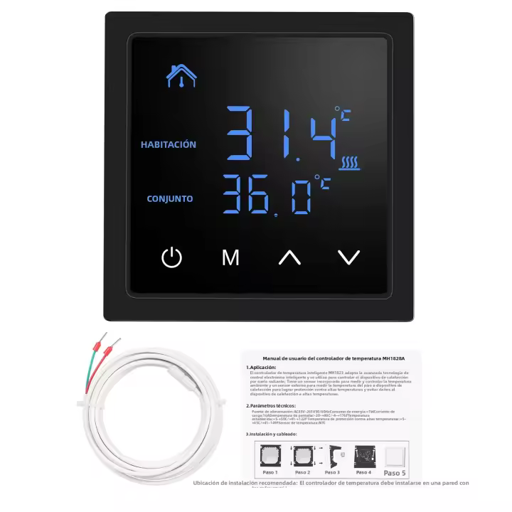 Termostato Inteligente 16A Para Calentamiento De Piso Con Pantalla Táctil LED Control De Calor Eléctrico 85-265V - 1
