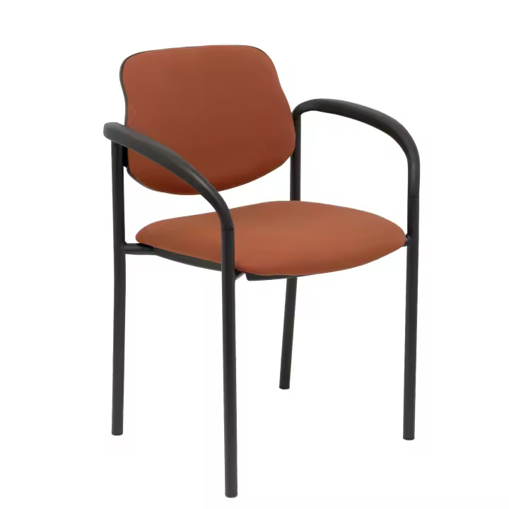 Piqueras Y Crespo Silla Bali Marrón con Brazos y Estructura Negra - 1