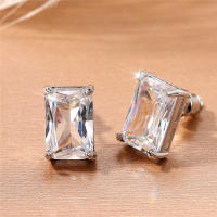 Pendientes De Estilo Cuadrado Huitan Para Mujer Con CZ Plata Versátiles Y Simples Accesorios De Joyería Moda Contratada - details 0