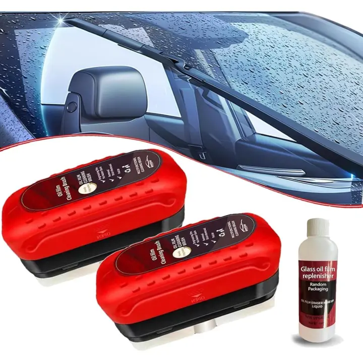 Limpiador de vidrios Invisposture, limpiador de parabrisas Invisposture, herramienta de limpieza de vidrios Invisposture, tabla de limpieza de vidrios, cepillo de limpieza de película de aceite automotriz para mejorar la claridad y la visibilidad (2 unida - 1