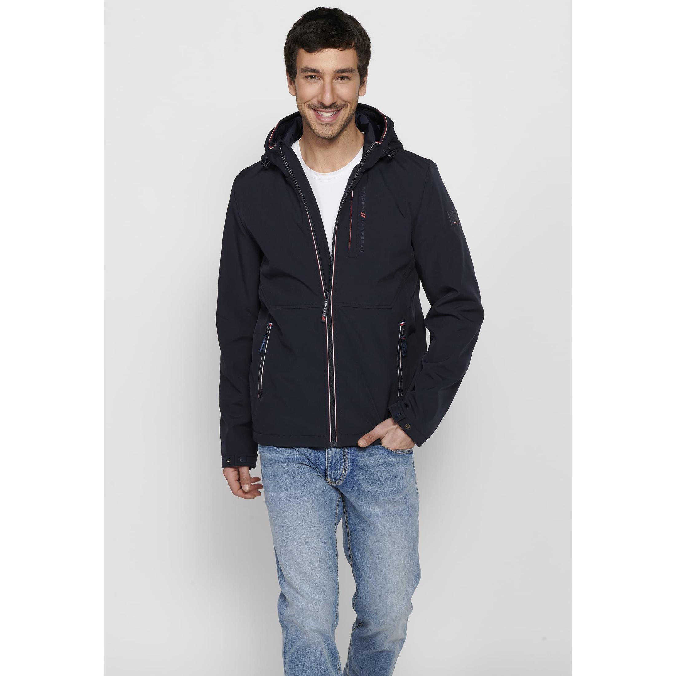 Koroshi Chaqueta cazadora manga larga capucha y cierre cremallera hombre