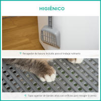 PawHut Arenero para Gatos con Pala Inodoro para Mascotas con 2 Puertas Entrada Principal y Salida Superior 44x55x39 cm Blanco y Gris - details 3