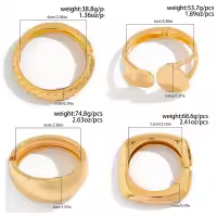 Pulsera De Metal Punk Exagerada Para Mujer Y Hombre Ingemark Estilo Heavy Metal Cuff Bracelet Color Oro Vintage Joyería Hip Hop - details 2