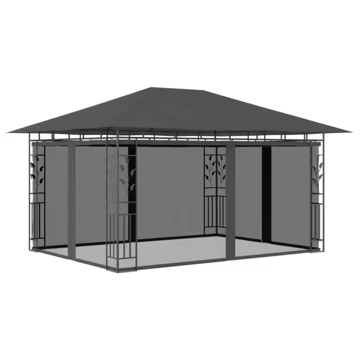 vidaXL Cenador con Mosquitera 4x3x2,73 m Toldo Parasol Marquesina Carpa Color Taupé,  Crema,  Antracita y mas - 1