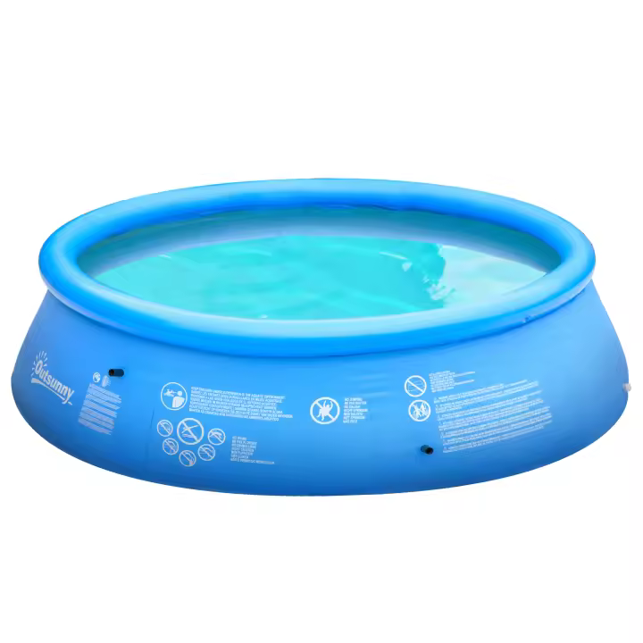 Outsunny Piscina Hinchable Redonda 4.000 Litros Ø274x76 cm para 3-4 Personas Piscina Inflable Familiar Adultos y Niños con Inflador de Mano para Jardín Patio Exterior Azul - 1