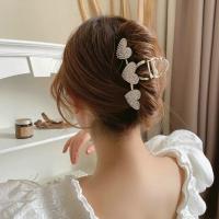 Pinza Para El Cabello De Metal Con Strass Y Perlas Corazones Grandes Para Niñas Pinza De Gran Tamaño Estilo Moda Decorativa Para Todas Las Estaciones - details 9