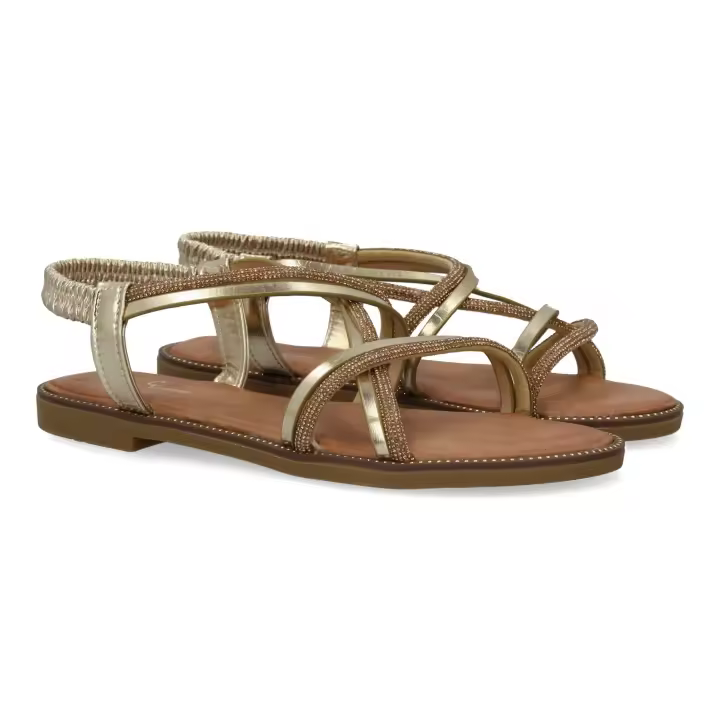 PuntoSalao Sandalias planas cómodas mujer tiras doradas TF2509 - 1