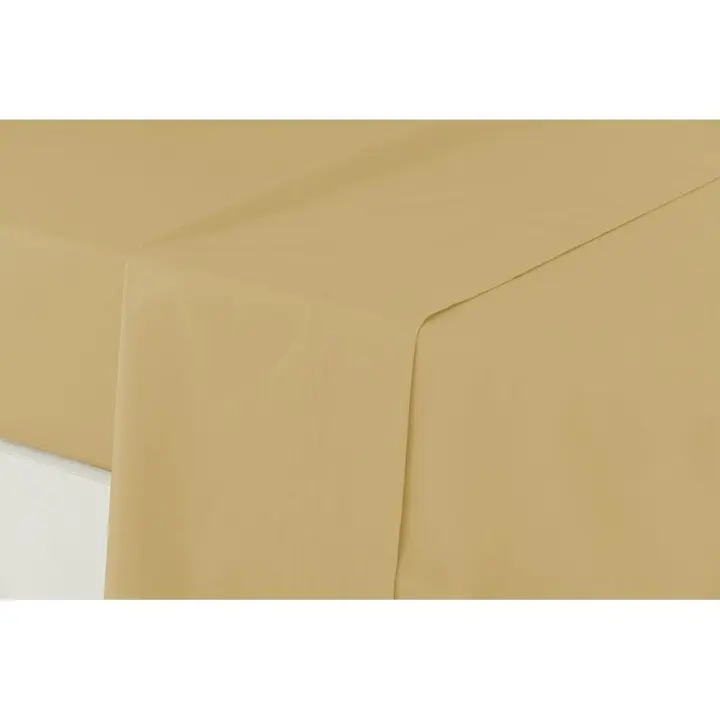 Manterol - Sábana encimera de algodón percal 200 hilos mostaza. Sábanas lisas de tejido natural para todas las estaciones, transpirables, duraderas y de fácil planchado. - 1