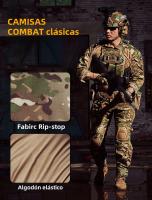 Camisa Táctica De Camuflaje Para Hombres Con Cuello En V De 1/4 De Zapata Manga Larga Uniforme De Combate Airsoft Transpirable Ligera De Secado Rápido Material Coton-Poliéster - details 1