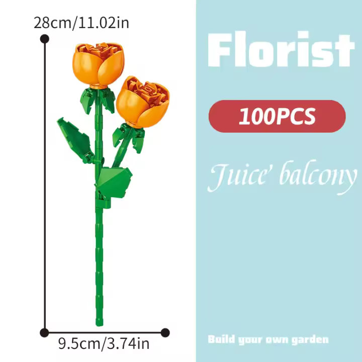 Flower Branches Colorful Flower Branches Series Home Desktop Ornaments Girls Assemble Children's Building Blocks Toys - 1