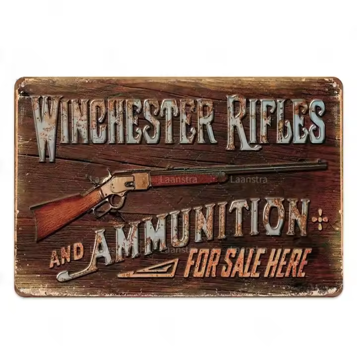 KLIOU Vintage Pistol Lámina De Metal Retro Decoración Para Pared Regalo Para Hombre Sala De Juegos Bar Club Placa De Metal Rectangular - 1