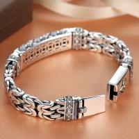 Pulsera De Hombre Estilo Chino Retro Hipster En Color Plata Joyería De Moda Creativa Y Personalizada Con Patrón Sencillo Accesorios De Cadena - details 2
