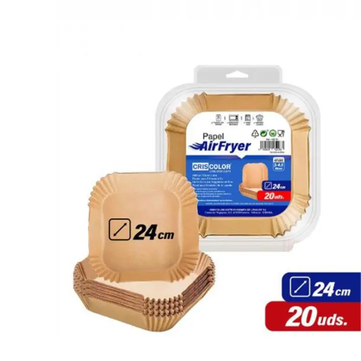 Criscolor - Papel para Freidora de Aire 24 cm | Pack 20 Unidades | Cuadrado y Antiadherente | Ideal 4.4-6L 🍟 - 1