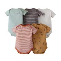 Nueva ropa de verano para bebés y niños pequeños, mono de pedo cruzado triangular de colores mixtos, ropa para gatear para bebés, conjunto de cinco piezas - details 5