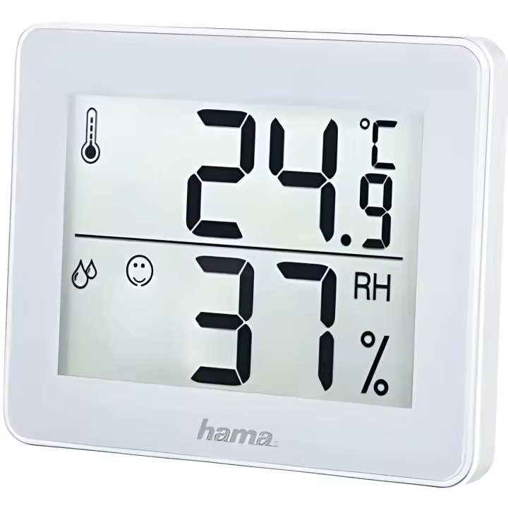 Hama  Termómetro e Higrómetro Digital (Control de humedad y temperatura de interiores, Almacenamiento de datos), Color Blanco - 1
