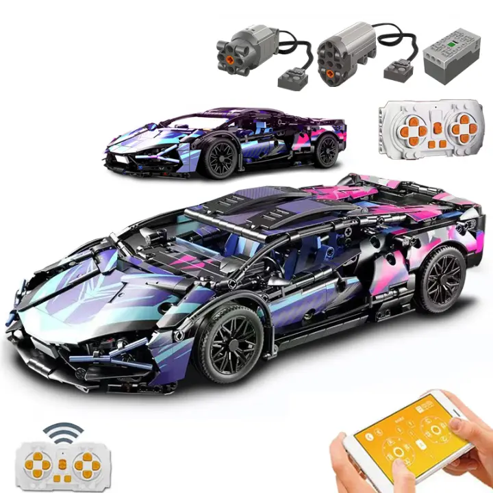 Coche De Carreras Técnico Con Control Remoto APP Bloques De Construcción Deportivos Para Niños Juguetes De Supermercado Modelo Regalo - 1