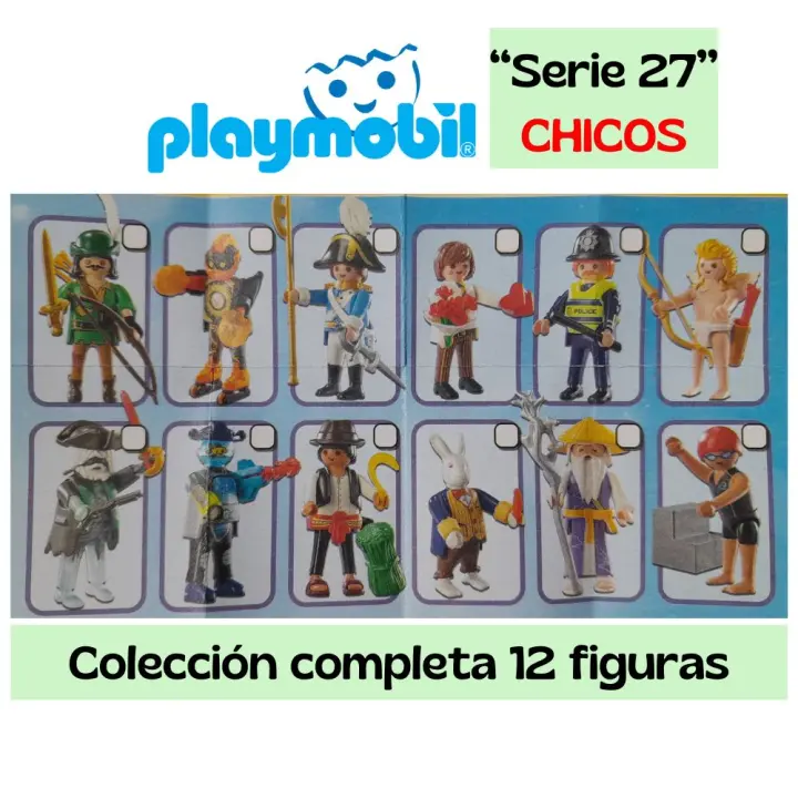 Serie 27 Playmobil chicos colección completa 12 figuras (71760) sobres azules - 1