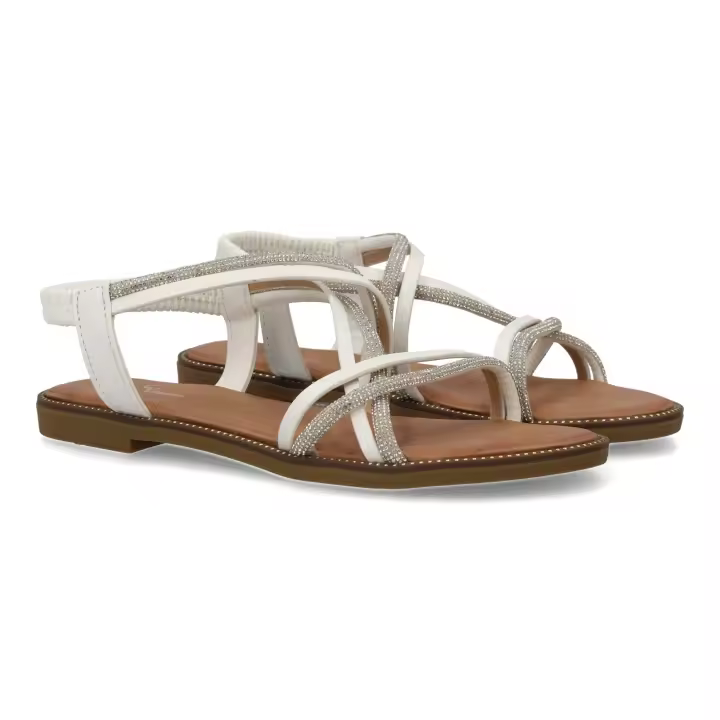 PuntoSalao Sandalias planas cómodas mujer tiras color blanco TF2509 - 1