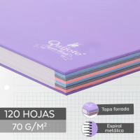 Quijote Paper World CUADERNOS BÁSICOS - Tapa Cartón Forrado A4/A5 - Bordes Color 5x5mm 120 Hojas 70 Gr - Espiral Metálica Negra - details 0