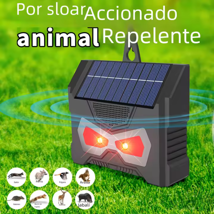 Repelente De Pájaros Electrónico Ultrasonido IP66 Impermeable Con Carga Solar Lámpara LED Control De Plagas Para Courtyard - 1