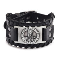 Pulsera Vikinga De Moda Con Encanto De Runas Nórdicas Y Compas Pulsera De Cuero Tejido Para Hombres Joyería De Moda Para Fiesta - details 25