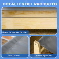 PawHut Cama Elevada para Perros Cama para Mascotas Medianas y Pequeños con Cojín Lavable Tela Oxford y Marco de Madera Carga 15 kg para Interior y Exterior 90x50x28 cm Gris - details 5