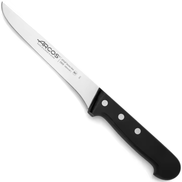 ARCOS Universal - Cuchillo Deshuesador (160 mm) - Hoja de Acero Inoxidable Nitrum® - Mango Negro de Polioximetileno (POM) - 1