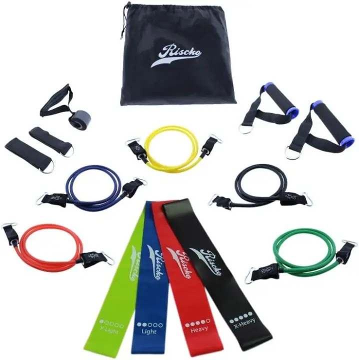 Wonduu Pack 5 Bandas Elásticas + 2 Agarradores + 2 Anclajes + 4 Bandas Elásticas + 1 Enganche para la Puerta 5 Niveles Resistencia. Bandas Elásticas Fitness Musculación Yoga Pilates - 1