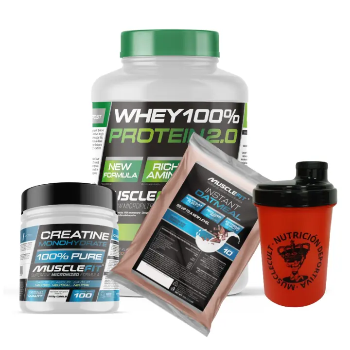PACK MUSCLEFIT WHEY 2kg + Creatina 300g + Avena 1kg + Shaker (regalo)│MUSCLECULT│Mas musculos - 1