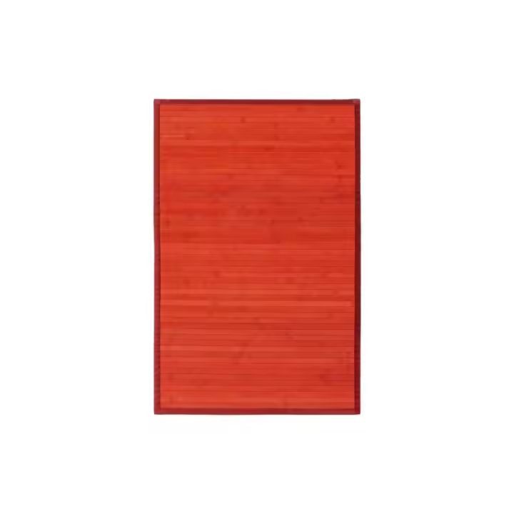 Dcasa Alfombra pasillera de bambú roja de 60 x 90 cm - 1