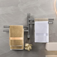 Soporte De Toalla De Baño Rotativo Estante De Cocina Soporte De Pared Aluminio Espacioso 2/3/4 Barras De Toalla Montado Por Si Mismos - details 7