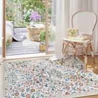 Alfombra Bohemio Floral Vibrante Para Sala De Estar Decorativa Anti-deslizante Lavable Minimalista Para Dormitorio Y Baño - details 10