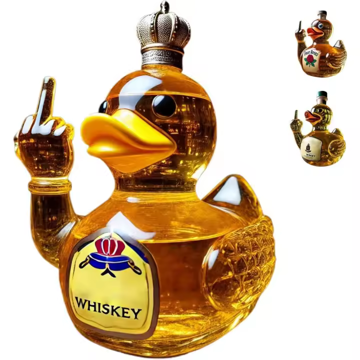 Botella de whisky de pato de dedo medio - Decantador de vidrio de 10 oz para bar, oficina y decoración del hogar (tipo A) - 1
