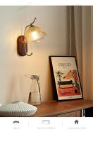 Lámpara De Pared Minimalista Nórdica Luz De Dormitorio Lámpara Retro Estadounidense Para Sala De Estar Pasillo Material De Madera Sólida Y Vidrio Transparente - details 22