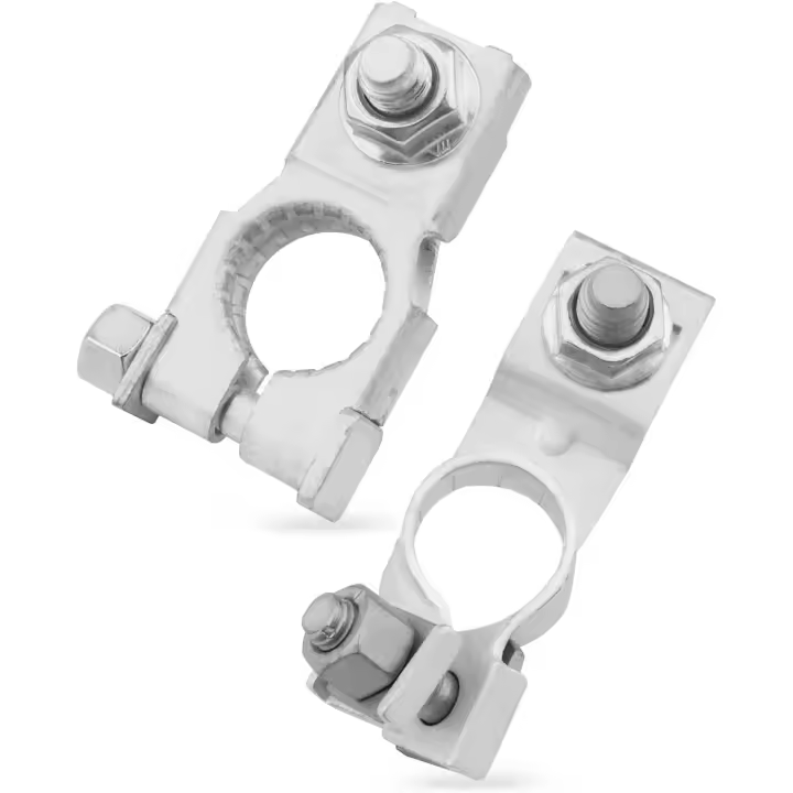 Juego de terminales de batería positivos y negativos para Toyota 4Runner Corolla RAV4 2007-2023, para Lexus 2002-2023 Reemplazo 90982-05054 90982-06059 con tuerca, plateado - 1