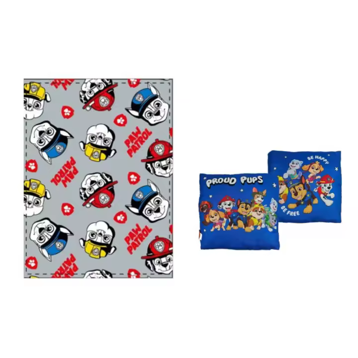 La Patrulla Canina, Set Manta La Patrulla Canina de Coralina y Cojín La Patrulla Canina, Niños, Infantil, Color Azul, 100 x 140 cm + 40 x 40 cm., Paw Patrol, Kiglam - 1