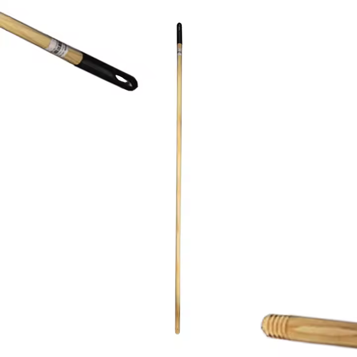 Mango para escoba de madera con rosca y capuchon de 140 cm de alto y 2,2 cm de diámetro. Recambio para fregona o escoba de madera para hogar o trabajo. - 1