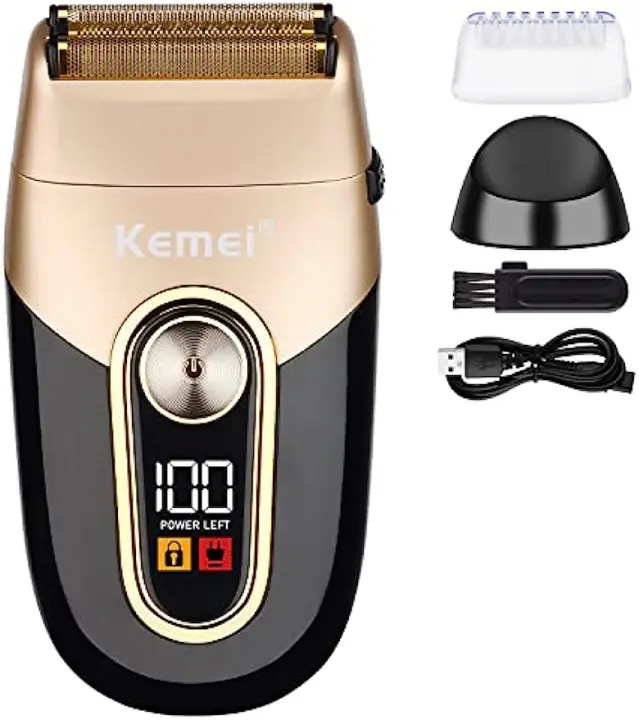 Afeitadora Eléctrica Kemei Para Hombres Recargable Impermeable Trimmer De Barba Reciprocante Barbería Precisión Doble Hoja KM-3209 - 1