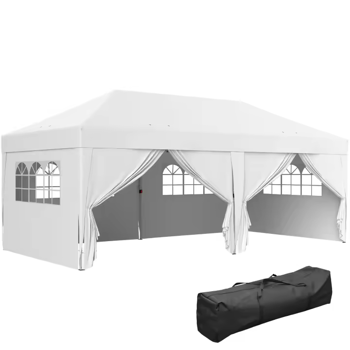 Outsunny Carpa Plegable Gazebo 6x3 m Cenador Plegable con 6 Paredes Laterales Impermeable Anti-UV y Bolsa de Transporte Pabellón de Jardín para Camping Fiestas - 1