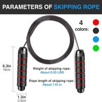 2 piezas de cuerda para saltar ajustable de 9.19 pies, cuerda para saltar de PP resistente y duradera con asas de espuma suave, adecuada para mujeres, hombres y niños para ejercicio cardiovascular (negro, rojo, verde, azul) - details 3
