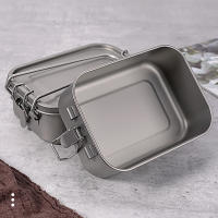 Caja De Almuerzo De Titanio Para Camping 800ml Caja De Alimentos Rectangular De Portátil Con Cierre Para Exteriores - details 7