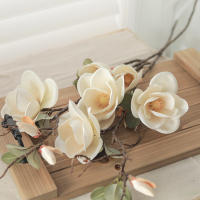 Magnolia Flores Artificiales Ramas Largas Para Navidad Y Bodas Decoración De Hogar Y Salon Arreglo Floral Silken Orchid Fake Plant Para Jardín - details 0