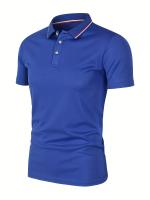 Camisa Polo Hombre Verano Transpirable Cómoda De Color Sólido Cuello Redondo Manga Corta Alta Calidad Ropa Casual De Calidad - details 17